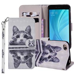 Mirror Cat 3D Painted Leather Phone Wallet Case Cover for Xiaomi Redmi 5A