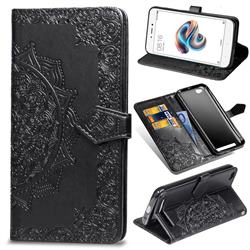 Embossing Imprint Mandala Flower Leather Wallet Case for Xiaomi Redmi 5A - Black