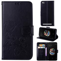 Embossing Rose Flower Leather Wallet Case for Xiaomi Redmi 5A - Black