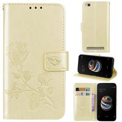 Embossing Rose Flower Leather Wallet Case for Xiaomi Redmi 5A - Golden
