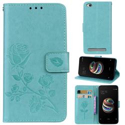 Embossing Rose Flower Leather Wallet Case for Xiaomi Redmi 5A - Green