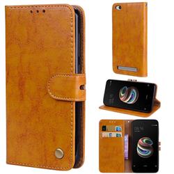 Luxury Retro Oil Wax PU Leather Wallet Phone Case for Xiaomi Redmi 5A - Orange Yellow