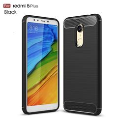 Luxury Carbon Fiber Brushed Wire Drawing Silicone TPU Back Cover for Mi Xiaomi Redmi 5 Plus - Black