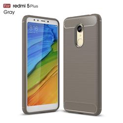 Luxury Carbon Fiber Brushed Wire Drawing Silicone TPU Back Cover for Mi Xiaomi Redmi 5 Plus - Gray