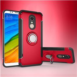 Armor Anti Drop Carbon PC + Silicon Invisible Ring Holder Phone Case for Mi Xiaomi Redmi 5 Plus - Red