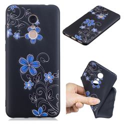 Little Blue Flowers 3D Embossed Relief Black TPU Cell Phone Back Cover for Mi Xiaomi Redmi 5 Plus