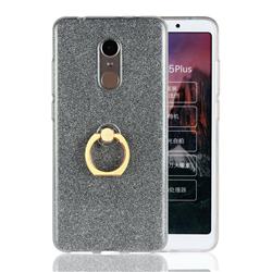Luxury Soft TPU Glitter Back Ring Cover with 360 Rotate Finger Holder Buckle for Mi Xiaomi Redmi 5 Plus - Black