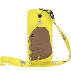 Yellow Bear Neck Lanyard Zipper Wallet Silicone Case for Mi Xiaomi Redmi 5 Plus