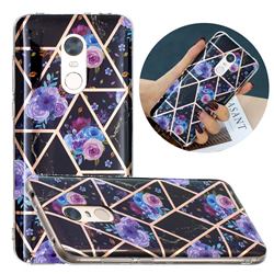 Black Flower Painted Marble Electroplating Protective Case for Mi Xiaomi Redmi 5 Plus