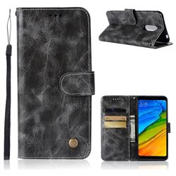 Luxury Retro Leather Wallet Case for Mi Xiaomi Redmi 5 Plus - Gray