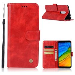 Luxury Retro Leather Wallet Case for Mi Xiaomi Redmi 5 Plus - Red