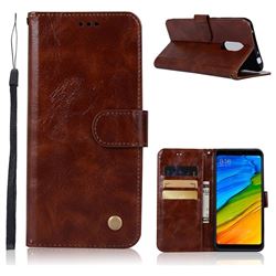 Luxury Retro Leather Wallet Case for Mi Xiaomi Redmi 5 Plus - Brown