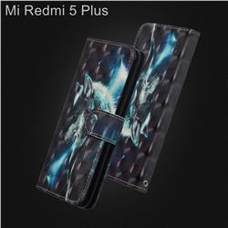 Snow Wolf 3D Painted Leather Wallet Case for Mi Xiaomi Redmi 5 Plus
