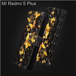Golden Butterfly 3D Painted Leather Wallet Case for Mi Xiaomi Redmi 5 Plus