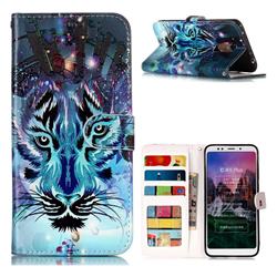 Ice Wolf 3D Relief Oil PU Leather Wallet Case for Mi Xiaomi Redmi 5 Plus