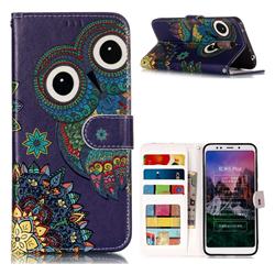 Folk Owl 3D Relief Oil PU Leather Wallet Case for Mi Xiaomi Redmi 5 Plus