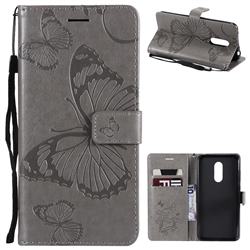 Embossing 3D Butterfly Leather Wallet Case for Mi Xiaomi Redmi 5 Plus - Gray