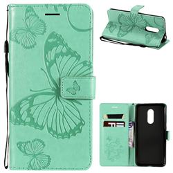 Embossing 3D Butterfly Leather Wallet Case for Mi Xiaomi Redmi 5 Plus - Green