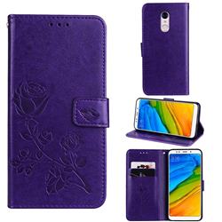 Embossing Rose Flower Leather Wallet Case for Mi Xiaomi Redmi 5 Plus - Purple