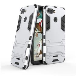 Armor Premium Tactical Grip Kickstand Shockproof Dual Layer Rugged Hard Cover for Mi Xiaomi Redmi 6 - Silver