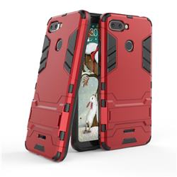 Armor Premium Tactical Grip Kickstand Shockproof Dual Layer Rugged Hard Cover for Mi Xiaomi Redmi 6 - Wine Red