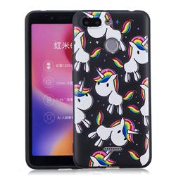 Rainbow Unicorn 3D Embossed Relief Black Soft Back Cover for Mi Xiaomi Redmi 6