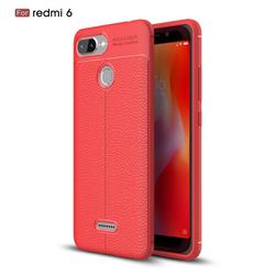 Luxury Auto Focus Litchi Texture Silicone TPU Back Cover for Mi Xiaomi Redmi 6 - Red