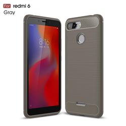 Luxury Carbon Fiber Brushed Wire Drawing Silicone TPU Back Cover for Mi Xiaomi Redmi 6 - Gray