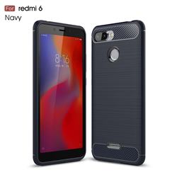 Luxury Carbon Fiber Brushed Wire Drawing Silicone TPU Back Cover for Mi Xiaomi Redmi 6 - Navy