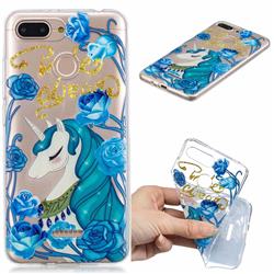 Blue Flower Unicorn Clear Varnish Soft Phone Back Cover for Mi Xiaomi Redmi 6