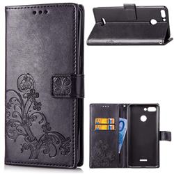 Embossing Imprint Four-Leaf Clover Leather Wallet Case for Mi Xiaomi Redmi 6 - Black