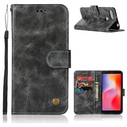 Luxury Retro Leather Wallet Case for Mi Xiaomi Redmi 6 - Gray