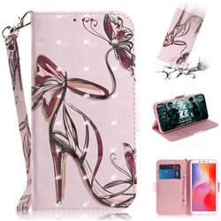 Butterfly High Heels 3D Painted Leather Wallet Phone Case for Mi Xiaomi Redmi 6