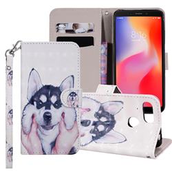 Husky Dog 3D Painted Leather Phone Wallet Case Cover for Mi Xiaomi Redmi 6