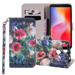 Rose Flower 3D Painted Leather Phone Wallet Case Cover for Mi Xiaomi Redmi 6