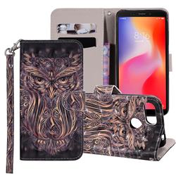Tribal Owl 3D Painted Leather Phone Wallet Case Cover for Mi Xiaomi Redmi 6