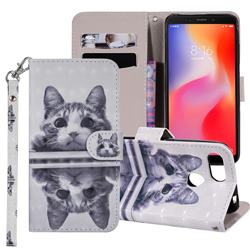 Mirror Cat 3D Painted Leather Phone Wallet Case Cover for Mi Xiaomi Redmi 6