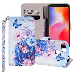 Pansy Butterfly 3D Painted Leather Phone Wallet Case Cover for Mi Xiaomi Redmi 6