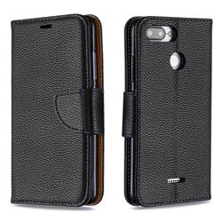 Classic Luxury Litchi Leather Phone Wallet Case for Mi Xiaomi Redmi 6 - Black