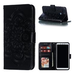 Intricate Embossing Datura Solar Leather Wallet Case for Mi Xiaomi Redmi 6 - Black