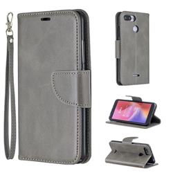 Classic Sheepskin PU Leather Phone Wallet Case for Mi Xiaomi Redmi 6 - Gray