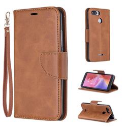Classic Sheepskin PU Leather Phone Wallet Case for Mi Xiaomi Redmi 6 - Brown