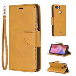Classic Sheepskin PU Leather Phone Wallet Case for Mi Xiaomi Redmi 6 - Yellow