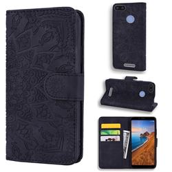 Retro Embossing Mandala Flower Leather Wallet Case for Mi Xiaomi Redmi 6 - Black