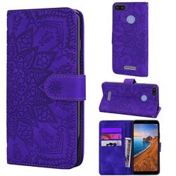 Retro Embossing Mandala Flower Leather Wallet Case for Mi Xiaomi Redmi 6 - Purple