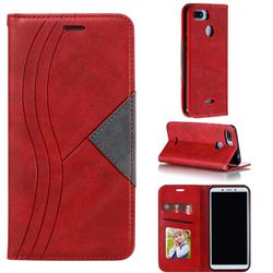 Retro S Streak Magnetic Leather Wallet Phone Case for Mi Xiaomi Redmi 6 - Red