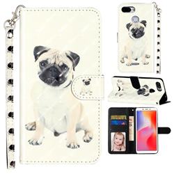 Pug Dog 3D Leather Phone Holster Wallet Case for Mi Xiaomi Redmi 6