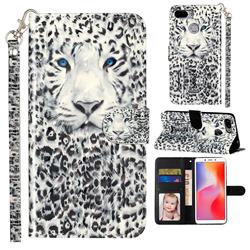 White Leopard 3D Leather Phone Holster Wallet Case for Mi Xiaomi Redmi 6