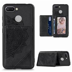 Mandala Flower Cloth Multifunction Stand Card Leather Phone Case for Mi Xiaomi Redmi 6 - Black