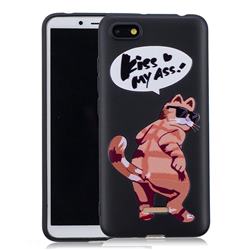 Glasses Cat 3D Embossed Relief Black Soft Back Cover for Mi Xiaomi Redmi 6A